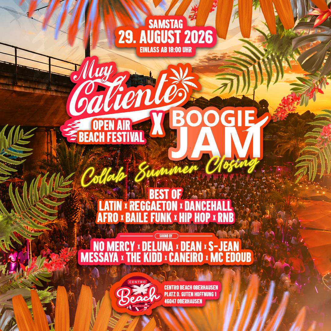 Muy Caliente x Boogie Jam Open Air Beach Festival am 29. August 2026
